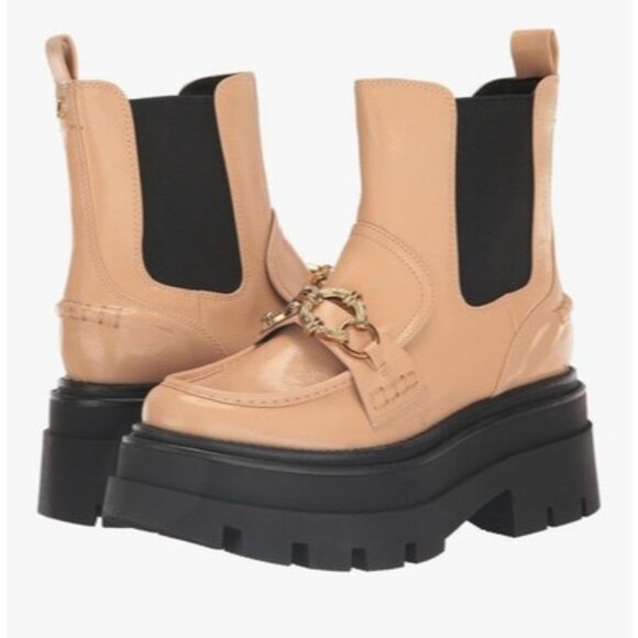 Circus Sam Edelman Women's Sz 6 M Brooks Blonde Patent Chelsea Platform Boots‎ - Picture 1 of 7